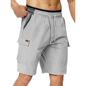 DAINASONG Mens Cargo Shorts Colorblock Elastic Waisted Drawstring Casual Short with 7 Pockets Beach Shorts(S-3XL)