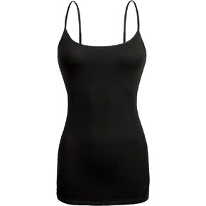 Arctic Sheep Basic Long Solid Camisole for Women with Adjustable Spaghetti Strap Layering Undershirt Tank Top
