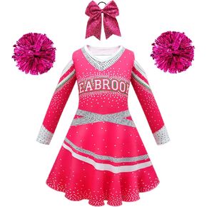 Ubeufun Zombies Cheerleading Dress Uniform with Pom Poms and Hair Bow Girls Cheer Outfits in Kuwait