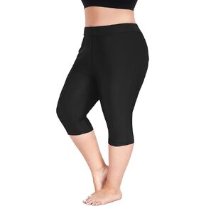 FOREYOND Plus Size Women's Swim Capris Long Rash Guard High Waisted Tankini Bottoms Swimwear Shorts