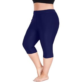 FOREYOND Plus Size Women's Swim Capris Long Rash Guard High Waisted Tankini Bottoms Swimwear Shorts
