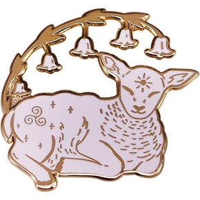 Easter The Lamb Enamel Brooch Bell orchid Lapel Pin Metal Cartoon White Sheep Flowers Brooch Cute Animal Badges For Jackets Gift For Kids Women Accessories Easter Jewelry Gift, Metal, no gemstone in Kuwait