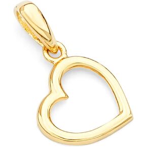 The World Jewelry Center 14k REAL Yellow Gold Heart Charm Pendant