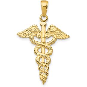 The Black Bow 14k Yellow Gold Large Caduceus Symbol Pendant