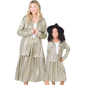 Mommy and Me Matching Outfits - Pleated Midi Skirt Elastic Waist Family Photoshoot, Gifts for Mom