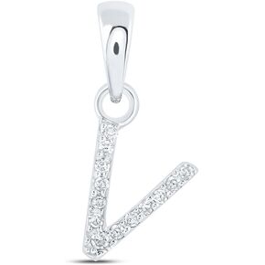 Solid 10K White Gold Real Natural Diamond Womens A-Z Initial Letter Pendant Charm - 1/2 Inch Height - for Necklaces .02 Carat (.02 Cttw)