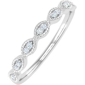 FINEROCK 0.04 Carat Anniversary Wedding Band Ring in 14K Solid Gold (I1-I2 Clarity)