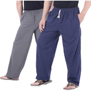 CandyHusky Men Lounge Pants Gray + Blue-L