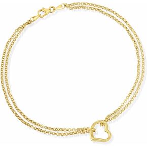 Canaria 10kt Yellow Gold Heart Station Anklet. 10 inches
