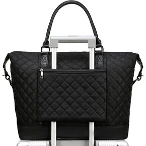Bluboon Travel Tote Bags with Zipper Ladies Canvas Bag Weekender Overnight Bag for Women Carry on Duffel Bag Trolley Sleeve