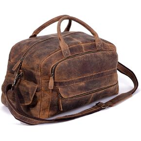 KomalC Leather Travel Duffel Bags for Men and Women Full Grain Leather Overnight Weekend Leather Bags Sports Gym Duffle