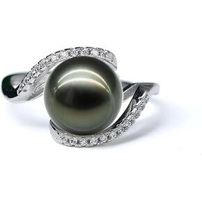 Nonnyl Gifts for Women-Tahitian-Black-Pearl-Ring-Gift for Wife Wedding Birthday Anniversary-Mom Girlfriend Her Mothers Day Valentines Day Christmas-18K Gold Plated Sterling Silver Pearl Rings, Pearl, in Saudi Arabia