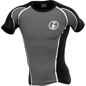 KOMBAT USA Half Sleeve Rash Guard Hot Grey & Hot Rod | Mens Thermal Short Sleeve Shirt |Base Layer |Compression Shirt for Men