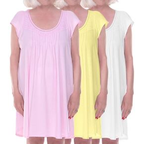 Open Back Night Gown for Ladies-3 pack-Assisted Dressing Hospital Gown-multi