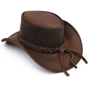 Men Brim Brown Western Cowboy Hats Belt Buckle - Shapeable Handcrafts Western Hat