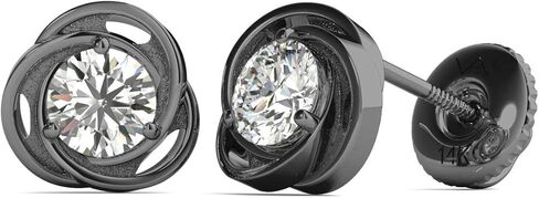 فاريا 14 قيراط الذهب الأسود / الروديوم أقراط الماس (1/2 قيراط tw AGS معتمد GH+/SI2-I1+) in Kuwait