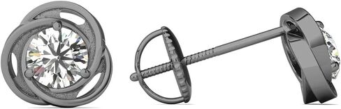 فاريا 14 قيراط الذهب الأسود / الروديوم أقراط الماس (1/2 قيراط tw AGS معتمد GH+/SI2-I1+) in Kuwait