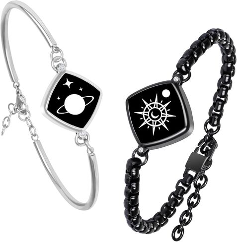 مجموعة مجوهرات اساور تعمل باللمس لمسافات طويلة، سوار الحب الذكي عن بعد، ارسل اس او اساور العلاقات للازواج والاحباء والعائلة والاصدقاء والمهرجانات وهدايا عيد الحب، فضي in Kuwait