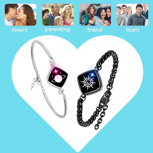 مجموعة مجوهرات اساور تعمل باللمس لمسافات طويلة، سوار الحب الذكي عن بعد، ارسل اس او اساور العلاقات للازواج والاحباء والعائلة والاصدقاء والمهرجانات وهدايا عيد الحب، فضي in Kuwait