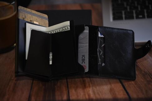 minimalist wallet for men - Card Holder - slim wallet for men and woman - rfid wallet Protected blocking -money clip - window id - box gift in Saudi Arabia