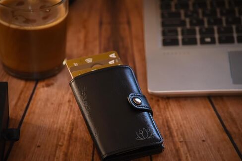 minimalist wallet for men - Card Holder - slim wallet for men and woman - rfid wallet Protected blocking -money clip - window id - box gift in Saudi Arabia