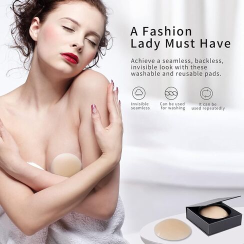 BEWTEIM Women Invisible Nipple Covers Reusable, Adhesive Silicone Nipple Pasties, Sticky Breast Covers Breast Petals in Saudi Arabia