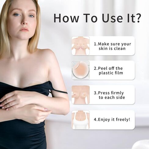BEWTEIM Women Invisible Nipple Covers Reusable, Adhesive Silicone Nipple Pasties, Sticky Breast Covers Breast Petals in Saudi Arabia