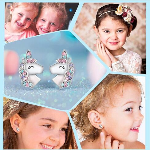 Shonyin Silver Unicorn Necklace/Hypoallergenic Earrings Christmas Birthday Party Jewelry Gift Set for Girls Women in Kuwait