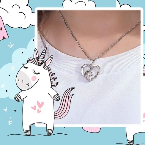 Shonyin Silver Unicorn Necklace/Hypoallergenic Earrings Christmas Birthday Party Jewelry Gift Set for Girls Women in Kuwait