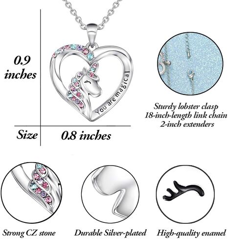 Shonyin Silver Unicorn Necklace/Hypoallergenic Earrings Christmas Birthday Party Jewelry Gift Set for Girls Women in Kuwait