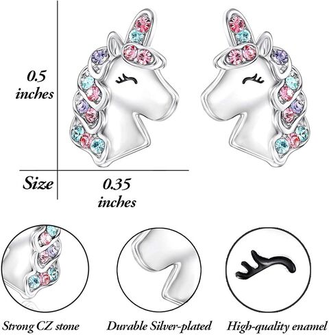 Shonyin Silver Unicorn Necklace/Hypoallergenic Earrings Christmas Birthday Party Jewelry Gift Set for Girls Women in Kuwait
