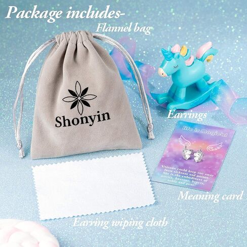 Shonyin Silver Unicorn Necklace/Hypoallergenic Earrings Christmas Birthday Party Jewelry Gift Set for Girls Women in Kuwait