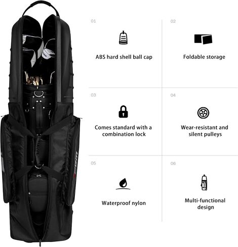 PGM Golf Travel Bag - Golf Travel Case for Airlines with Hard Shell&Wheels, Anti-Collision Design Hard Shell Top Golf Travel Case for Golf Clubs in Saudi Arabia