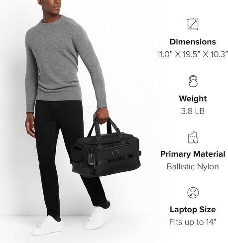 TUMI - Alpha Bravo Mason Duffel - Medium Travel Duffel Bag - With TUMI Tracer - Overnight Bag - 11.0" X 19.5" X 10.3" - Grey/Black in Saudi Arabia