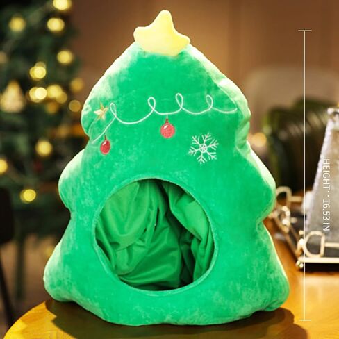 YIUELAGTENN Christmas Tree Plush Fabric Green Warm Hat Christmas Carnival Birthday Party Dressing Headwear Adult performance role-playing props(Without glasses) in Kuwait