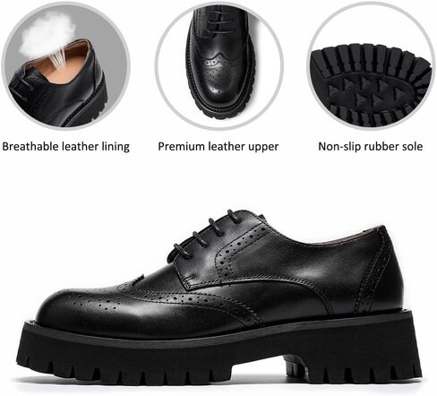 BEAU TODAY Platform Oxfords for Women, Oxford Shoes for Women, Chunky Leather Lace Up Oxford Shoes, Casual Comfort Business Work Office Dress Shoes in Saudi Arabia