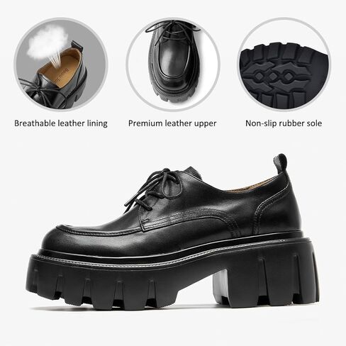 BEAU TODAY Platform Oxfords for Women, Oxford Shoes for Women, Chunky Leather Lace Up Oxford Shoes, Casual Comfort Business Work Office Dress Shoes in Saudi Arabia