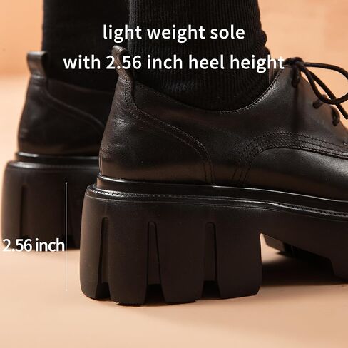 BEAU TODAY Platform Oxfords for Women, Oxford Shoes for Women, Chunky Leather Lace Up Oxford Shoes, Casual Comfort Business Work Office Dress Shoes in Saudi Arabia