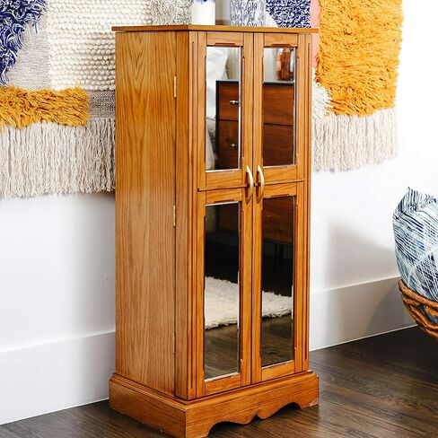 Hives & Honey Chelsea Mirrored Armoire Jewelry Cabinet, Walnut in Kuwait