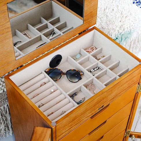 Hives & Honey Chelsea Mirrored Armoire Jewelry Cabinet, Walnut in Kuwait