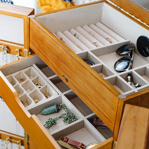 Hives & Honey Chelsea Mirrored Armoire Jewelry Cabinet, Walnut in Kuwait