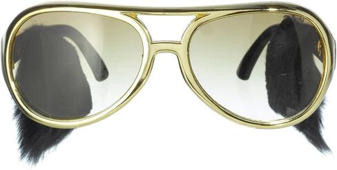 Striking Gold & Black Vegas Glasses with Sideburns - 1 Pack - Ideal for Costume Events in Saudi Arabia