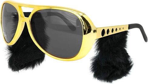 Striking Gold & Black Vegas Glasses with Sideburns - 1 Pack - Ideal for Costume Events in Saudi Arabia