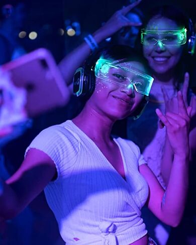 LED Glasses Light Up Glasses USB Rechargeable Futuristic Light Luminous Glasses 7 Colors 9 Modes for Bar Club Halloween Party/TV Show/Bar DJing/Stage Show in Saudi Arabia