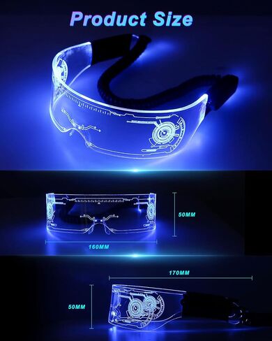 LED Glasses Light Up Glasses USB Rechargeable Futuristic Light Luminous Glasses 7 Colors 9 Modes for Bar Club Halloween Party/TV Show/Bar DJing/Stage Show in Saudi Arabia