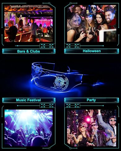 LED Glasses Light Up Glasses USB Rechargeable Futuristic Light Luminous Glasses 7 Colors 9 Modes for Bar Club Halloween Party/TV Show/Bar DJing/Stage Show in Saudi Arabia