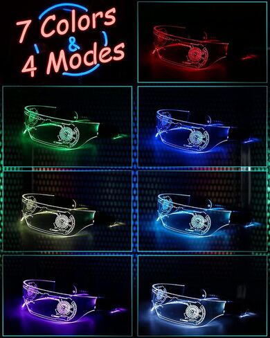 LED Glasses Light Up Glasses USB Rechargeable Futuristic Light Luminous Glasses 7 Colors 9 Modes for Bar Club Halloween Party/TV Show/Bar DJing/Stage Show in Saudi Arabia