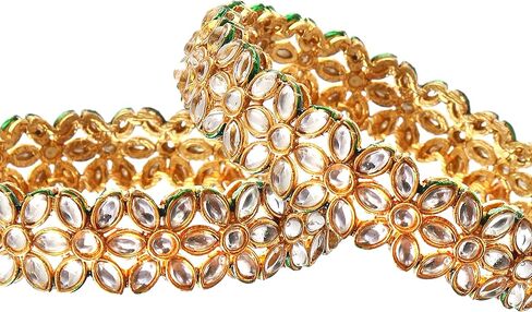JewarHaat Bangles Fashion Jewelry Indian Bollywood Faux Kundan Rhinestone Floral Gold Plated Meena Work Bracelet Jewelry for Women & Girls in Saudi Arabia