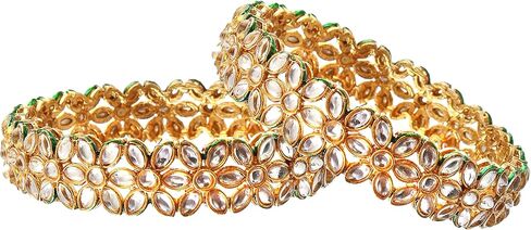 JewarHaat Bangles Fashion Jewelry Indian Bollywood Faux Kundan Rhinestone Floral Gold Plated Meena Work Bracelet Jewelry for Women & Girls in Saudi Arabia