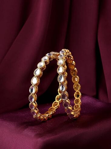 JewarHaat Bangles Fashion Jewelry Indian Bollywood Faux Kundan Rhinestone Floral Gold Plated Meena Work Bracelet Jewelry for Women & Girls in Saudi Arabia